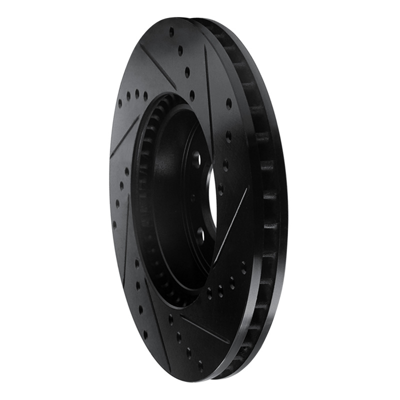 Volvo C70 Brake Rotor (1) - Front Left - R1 Concepts - Drilled & Slotted - Black - `95-`04